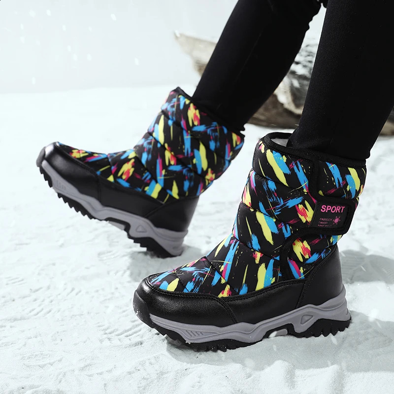 Arrival Winter Children Shoes Plush Waterproof Fabric NonSlip Girl Rubber Sole Snow Boots Fashion Warm Outdoor 250812