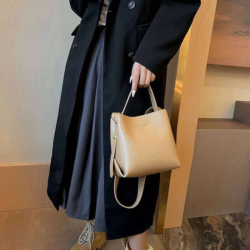 Handbag Simple Fashion Shoulder High Quality Messenger Bag PU Leather Bucket for Women Brand Crossbody bag