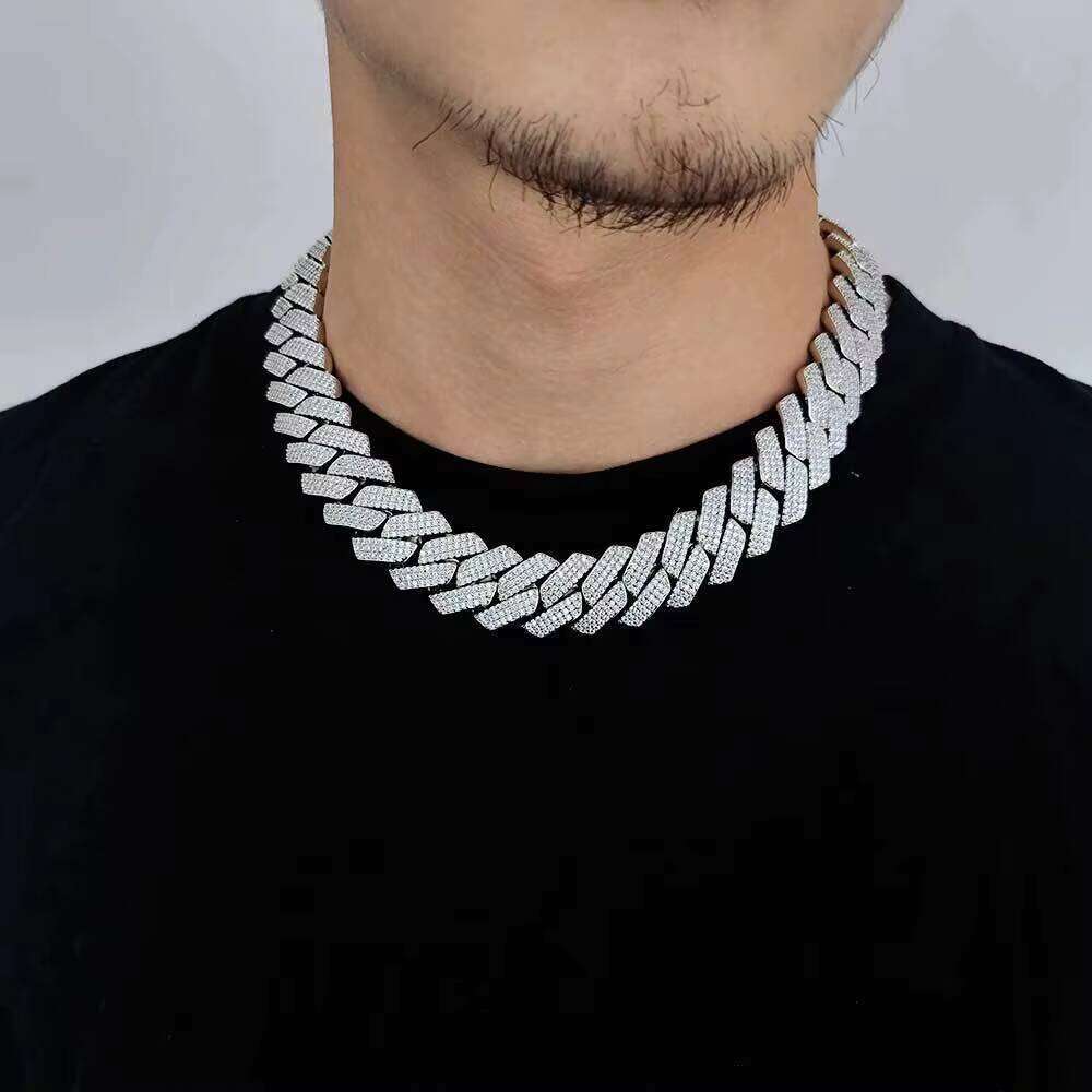 Chain Gold-Plated Shiny Miami Cuban Necklace Men's 20mm Iced Hip-Hop Jewelry