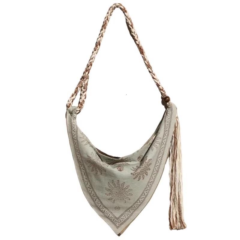 2025 new fashion designer tassel rope woven women's diagonal shoulder bag