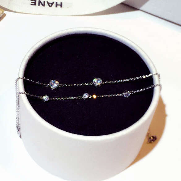 New Fashion Design Japanese and Korean Style Bracelet Super Shiny Zircon Double Layer Elegant Versatile Bangle Jewelry for Women S00319