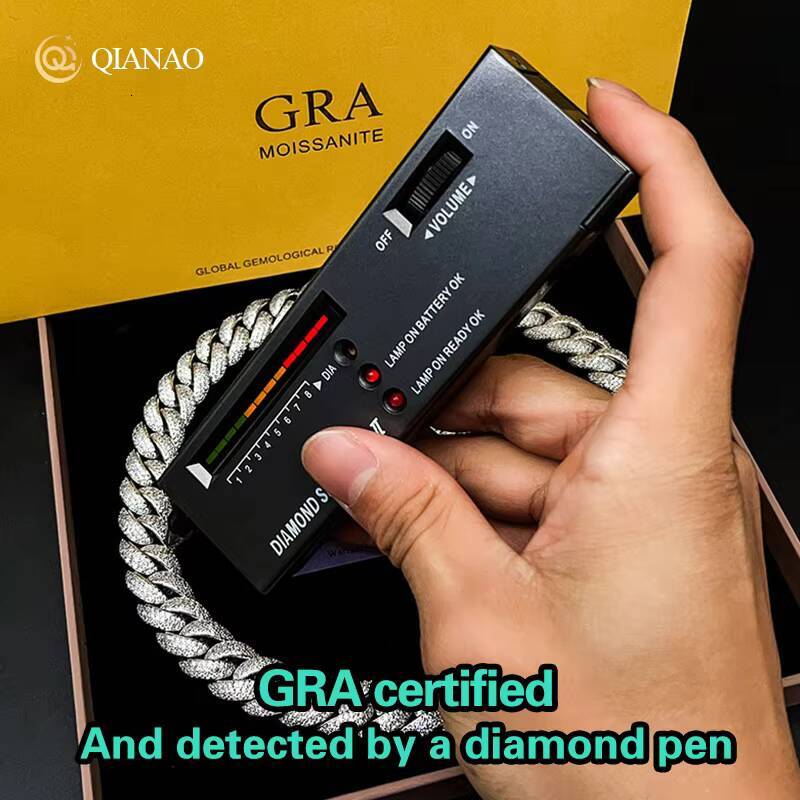 Wholesale Spot 100% RGA Certified 925 Sterling Silver Bracelet 10mm 2rows Moissanite Hip Hop Style Cuban Link Chain Necklace