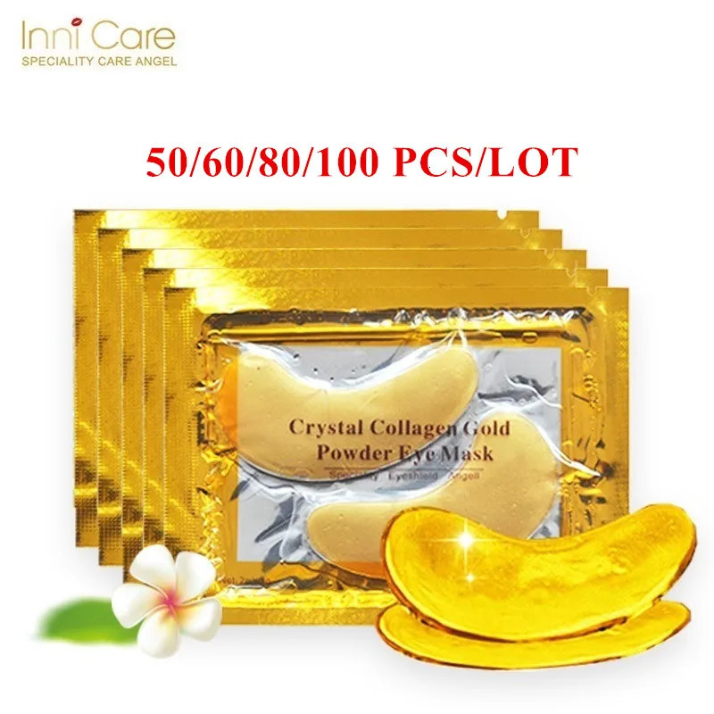 InniCare 506080100 Pcs Crystal Collagen Gold Eye Mask Dark Circles Beauty Patches For Eye Skin Care Korean Cosmetics 250813