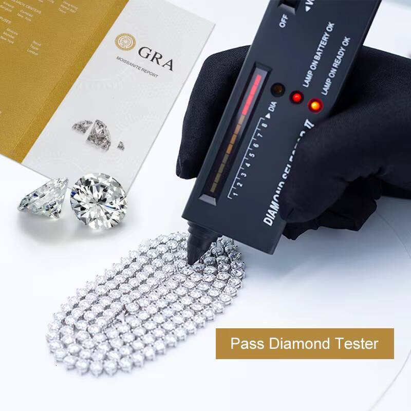 14k White Gold Iced Out 2mm * 5mm Lab Grown Diamond Tennis Necklace Chain