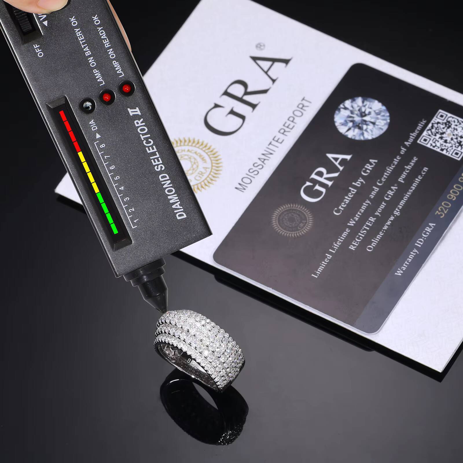 Pass Dia Tester 6 Layers Lab Created Moissanite Band White Gold Sterling Sier Wedding Jewelry Engagement Ring