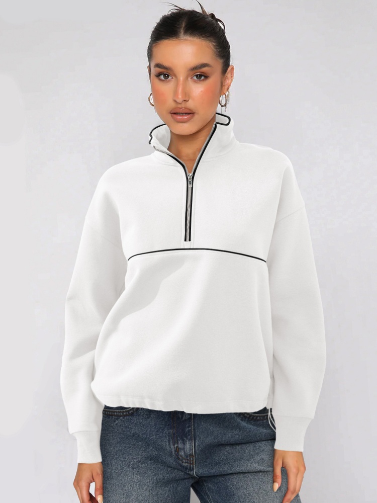 A&Hot Selling Half Zip Hoodie Women's Autumn Jumper Sportswear Color Blocking Long Sleeved Design Top