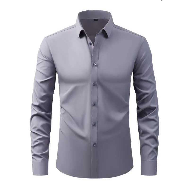 Business Casual Solid Color Shirts for Men Clothing Fashion Long Sleeve Comfortable Tops BlousesXJ250804