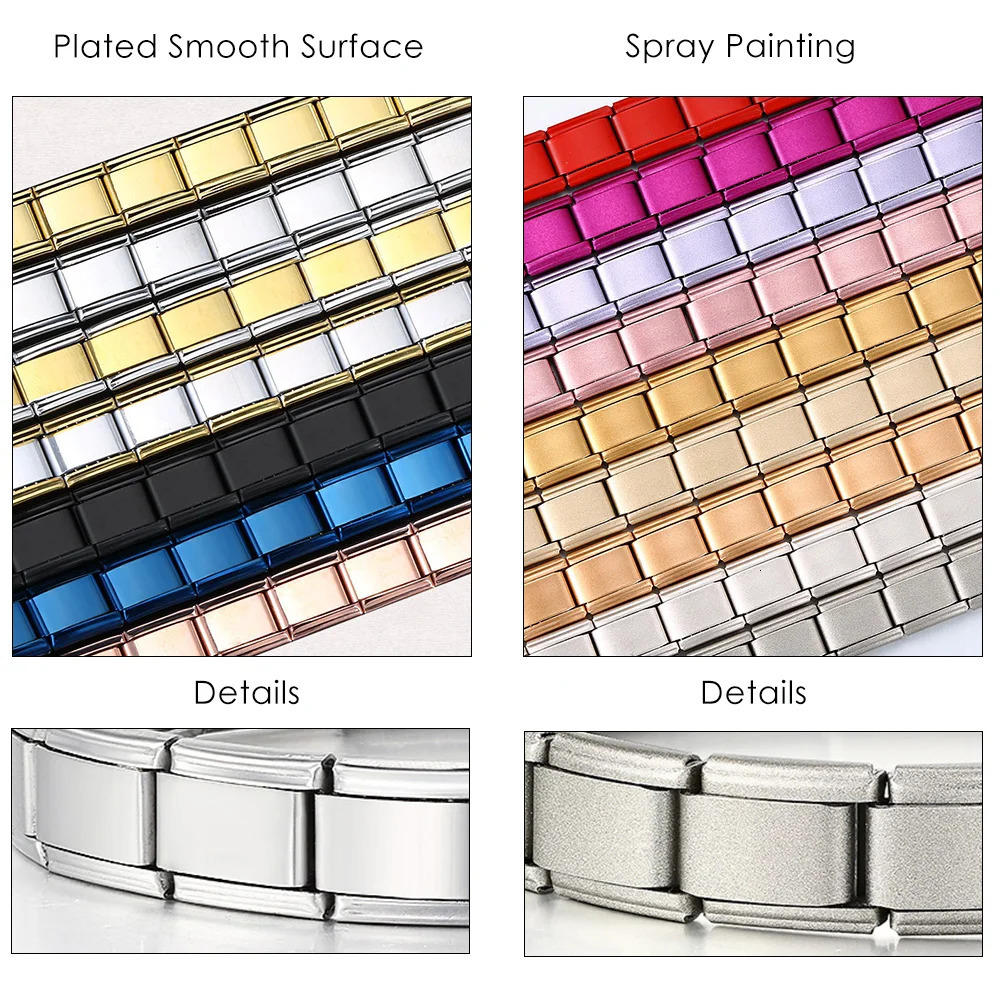 Fashion Colorful Elastic Italian Charm Link Chain Stainless Steel Bracelet For Women Men Bangle on Hand Jewelry DIY Making 250812