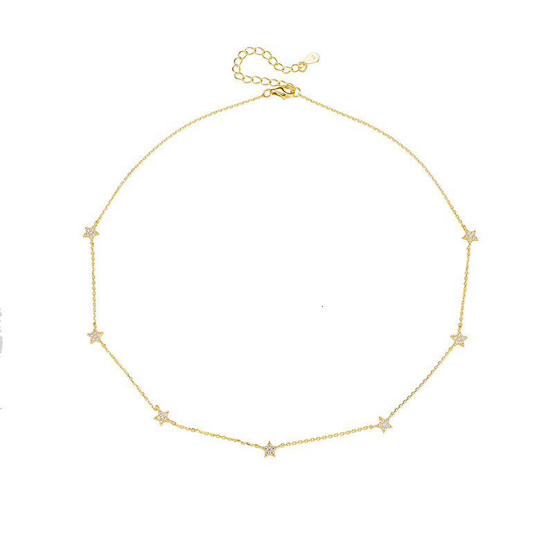 Minimalist Fashion Niche Design S Pure Sier Gold-Plated Star Pendant Necklace for Women Versatile High-End Neck Chain Jewelry for Women