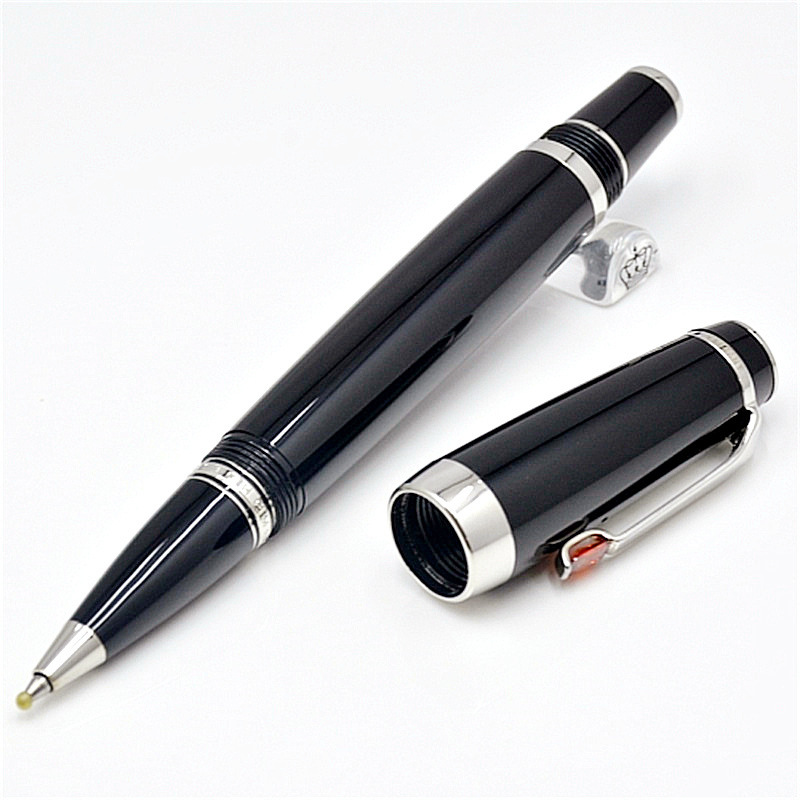 Bohemies Black Resin Mini Rollerball Pens Portable Short Travel Luxury Office School Writing Ball Pens With Gem And Serial Number