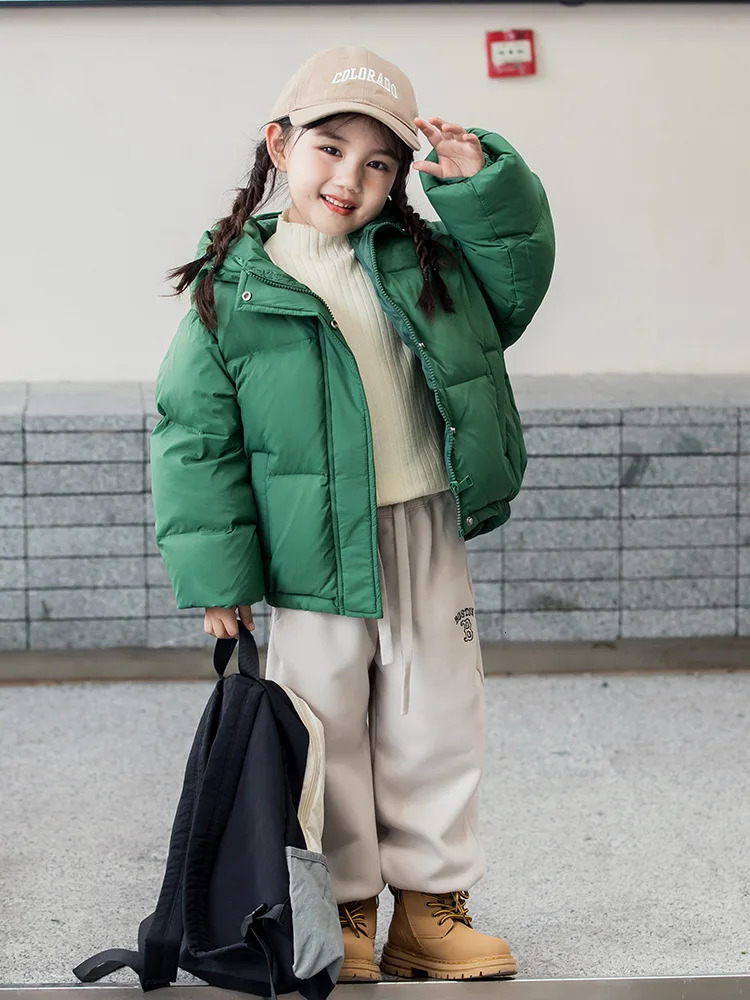 RAISE Winter Children Girl Down Jacket Thicken Plus Velvet Windproof Baby Girl Hooded Outerwear Loose Solid Zipper Kid Girl Coat 250813