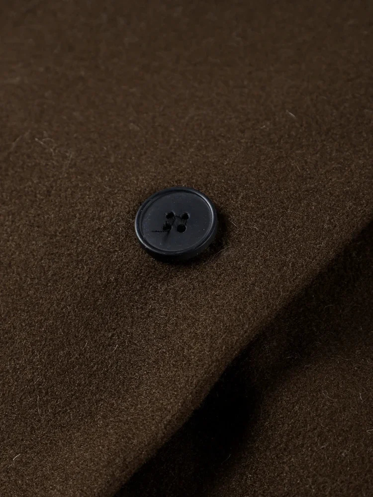 Fashion Womens Faux Wool Long Coat Vintage Lapel Long Sleeve Double Breasted Female Coat Autumn Winter Loose Lady Overcoat 250813