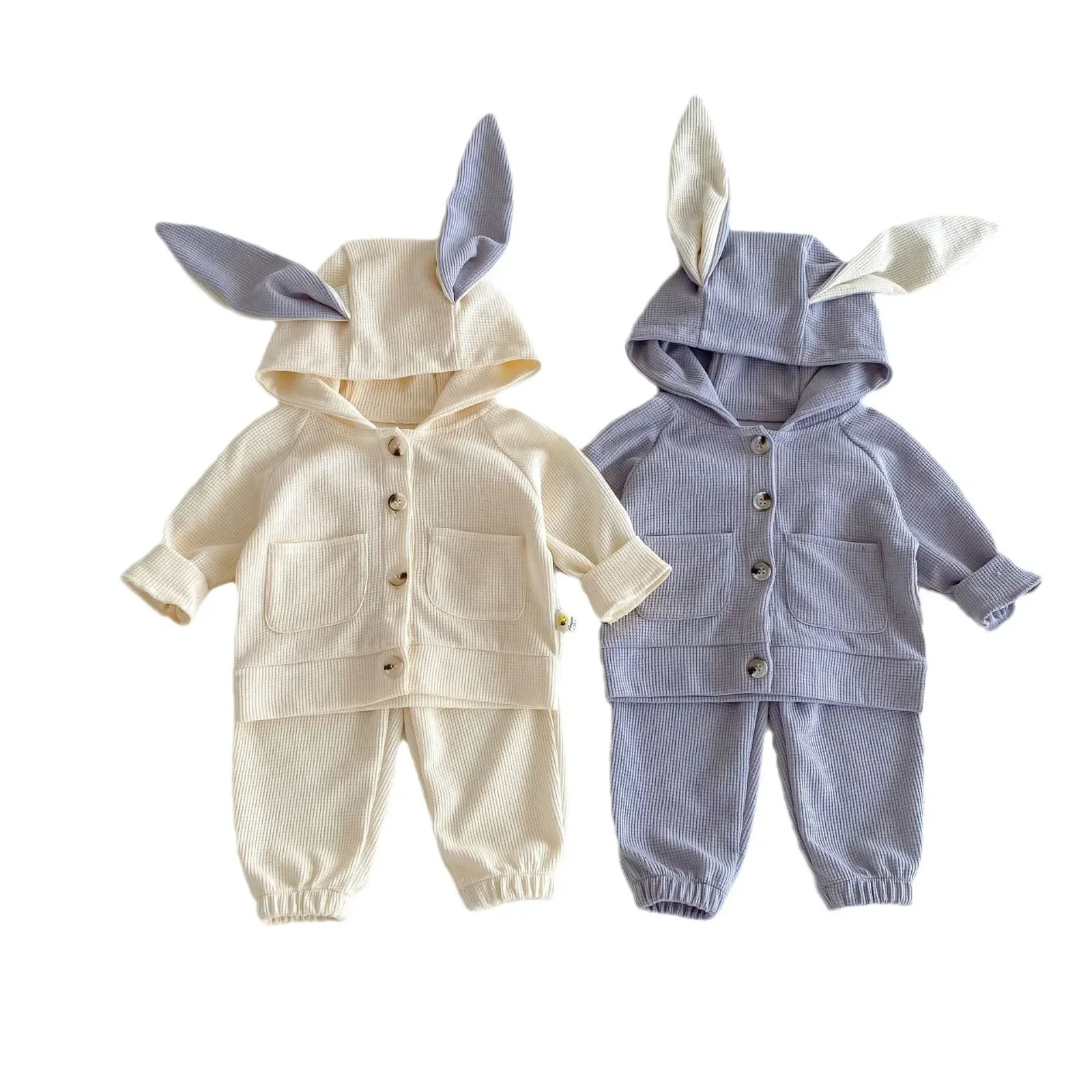 4161 Baby Clothing Set Autumn Baby Girls Suit Rabbit Ears Hooded Coat Pants Cute Lovely Two-piece Suit 250813