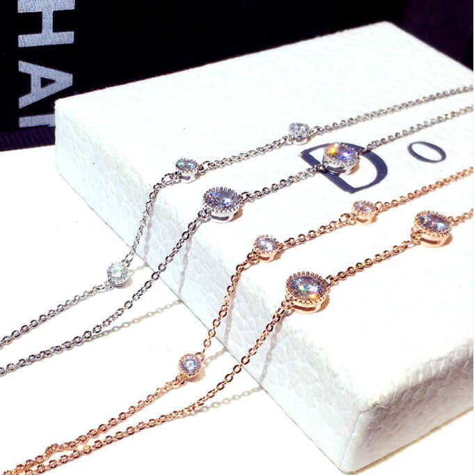 New Fashion Design Japanese and Korean Style Bracelet Super Shiny Zircon Double Layer Elegant Versatile Bangle Jewelry for Women S00319