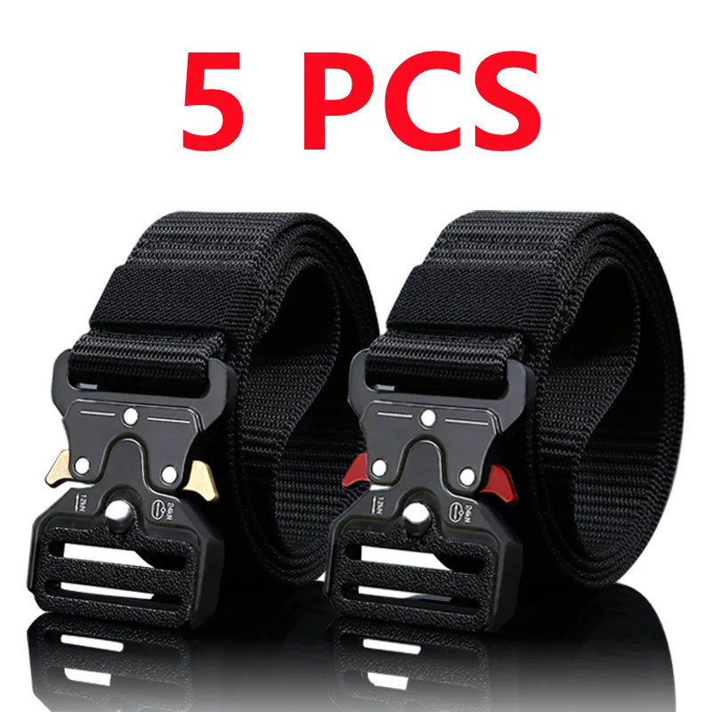 5pcs Versatile Mens Tactical Belts - Durable Adjustable - for Outdoor Hunting Sports Enthusiasts 250814