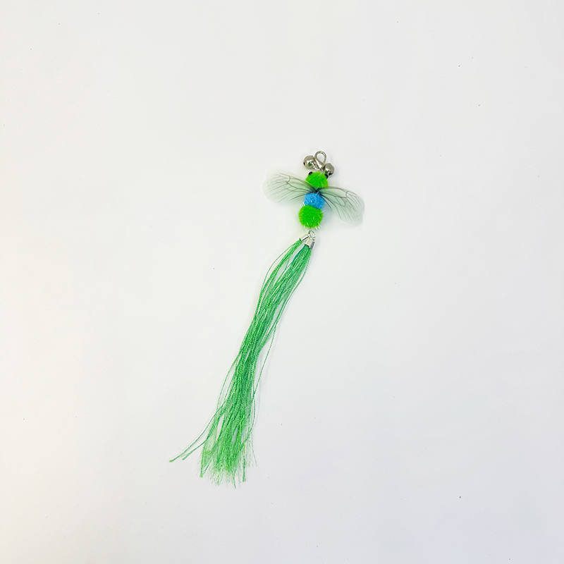 Three section retractable cat teaser stick cat toy spring dragonfly replaceable feather head cat toy