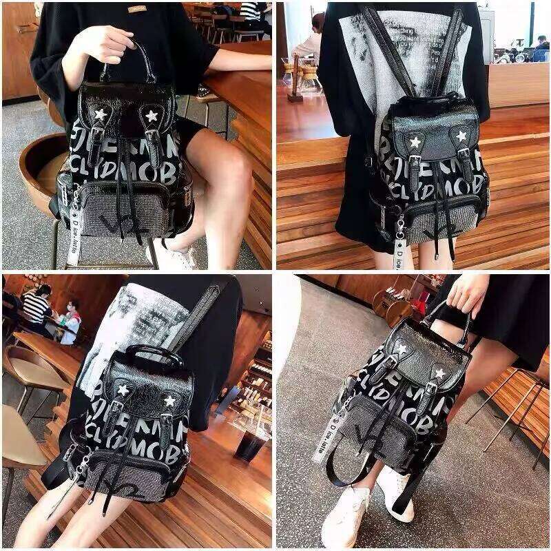 Fashion Women Brand PU Leather Travel Backpack Designer Dia Shoulder Bags Large Capacity Teenagers Girls School Bag