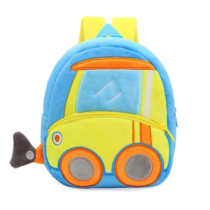 2-4 years old kids engineering backpack cartoon excavator backpack plush kids small school bag toy backpack 250813