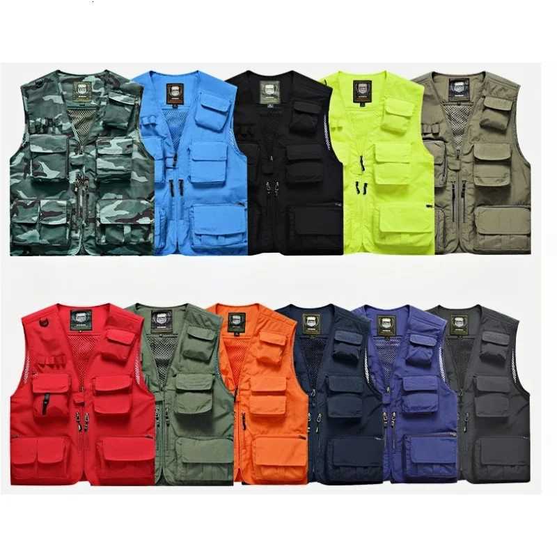 Mens Vest Multi-ket Thin Trend Mesh Breathable Detachable Waistcoat Outdoor Mountaineering Fishing Casual Vest Y250814