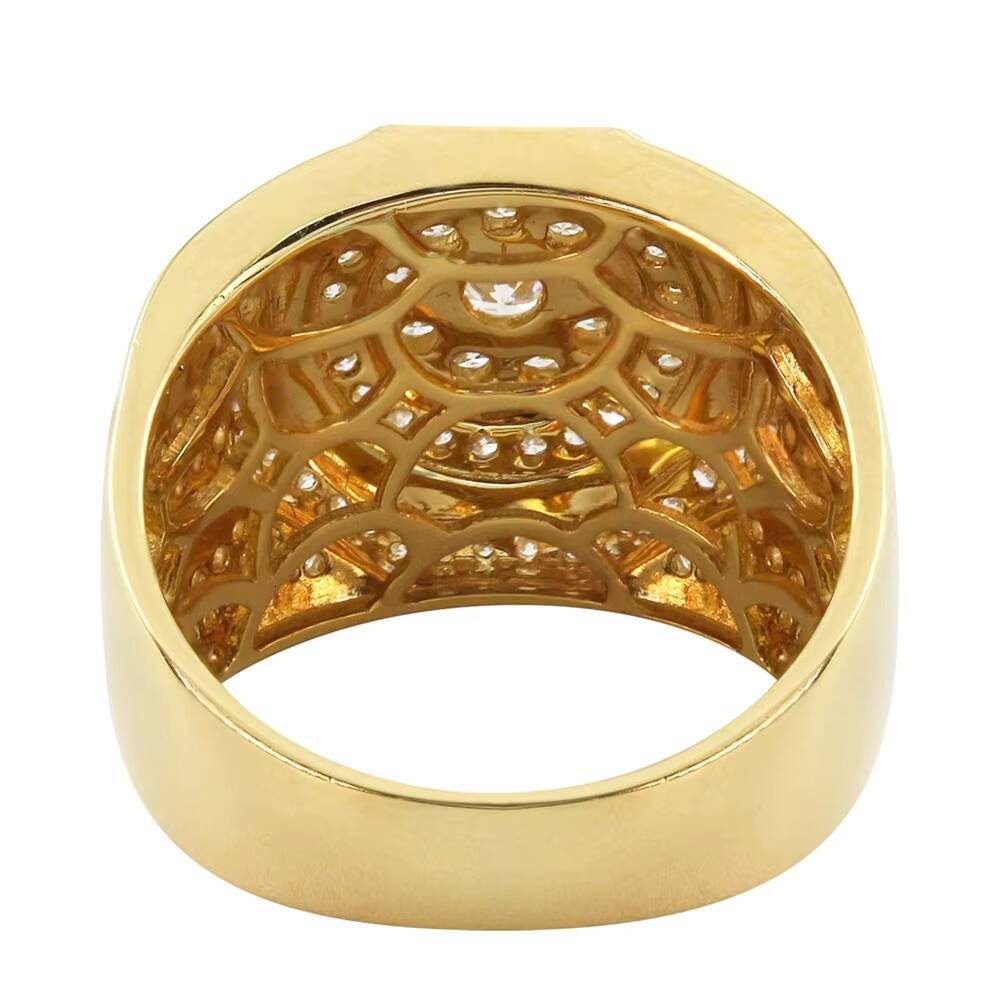 Custom Mens Solid Gold 10K 14K Octagon 1.45Ct Dia Round Cut Filled Iced Out Hiphop Rings Fine Jewelry