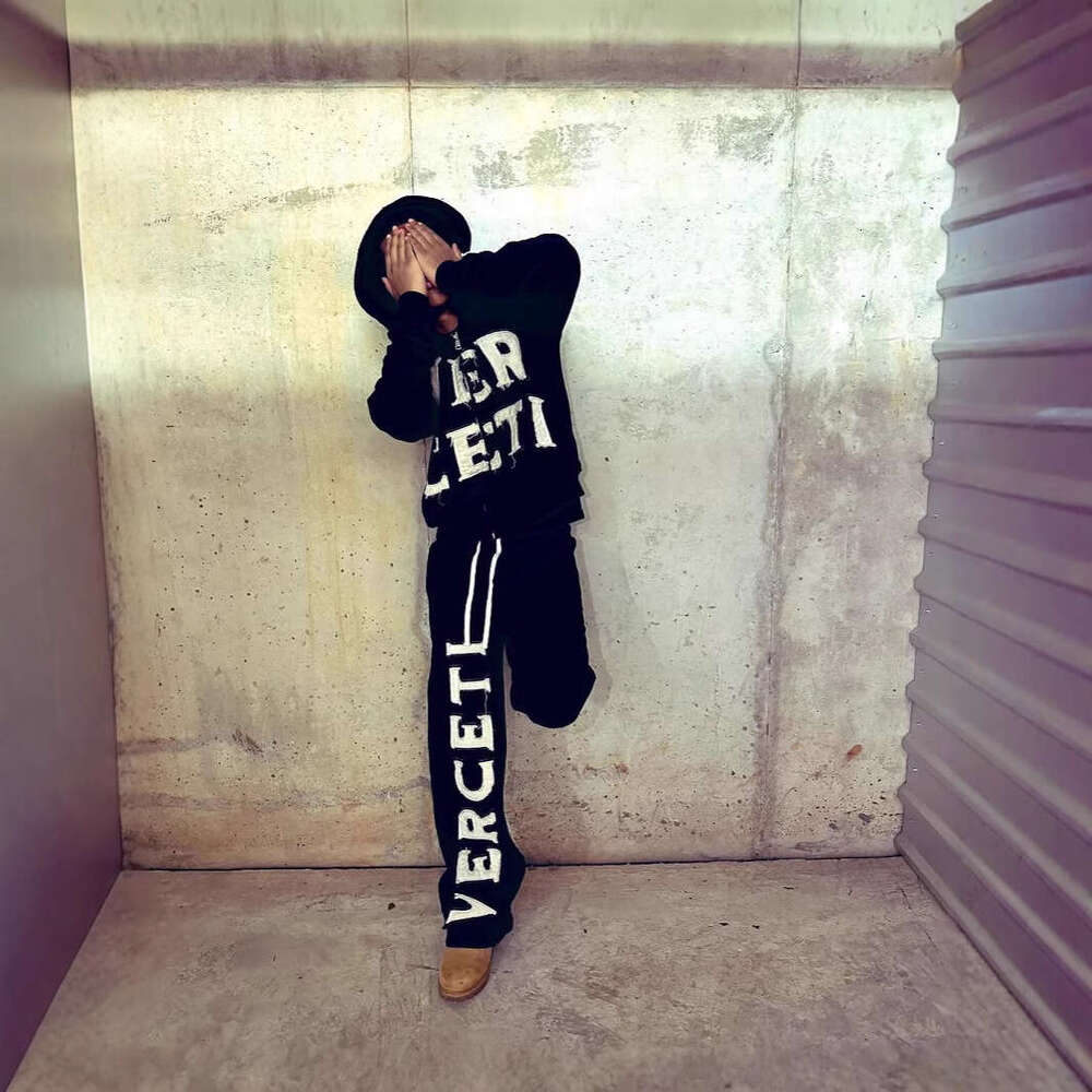 Street Style Hip-Hop Letter Print Pattern Cardigan Zipper Hoodie Fashion Casual Set 2025