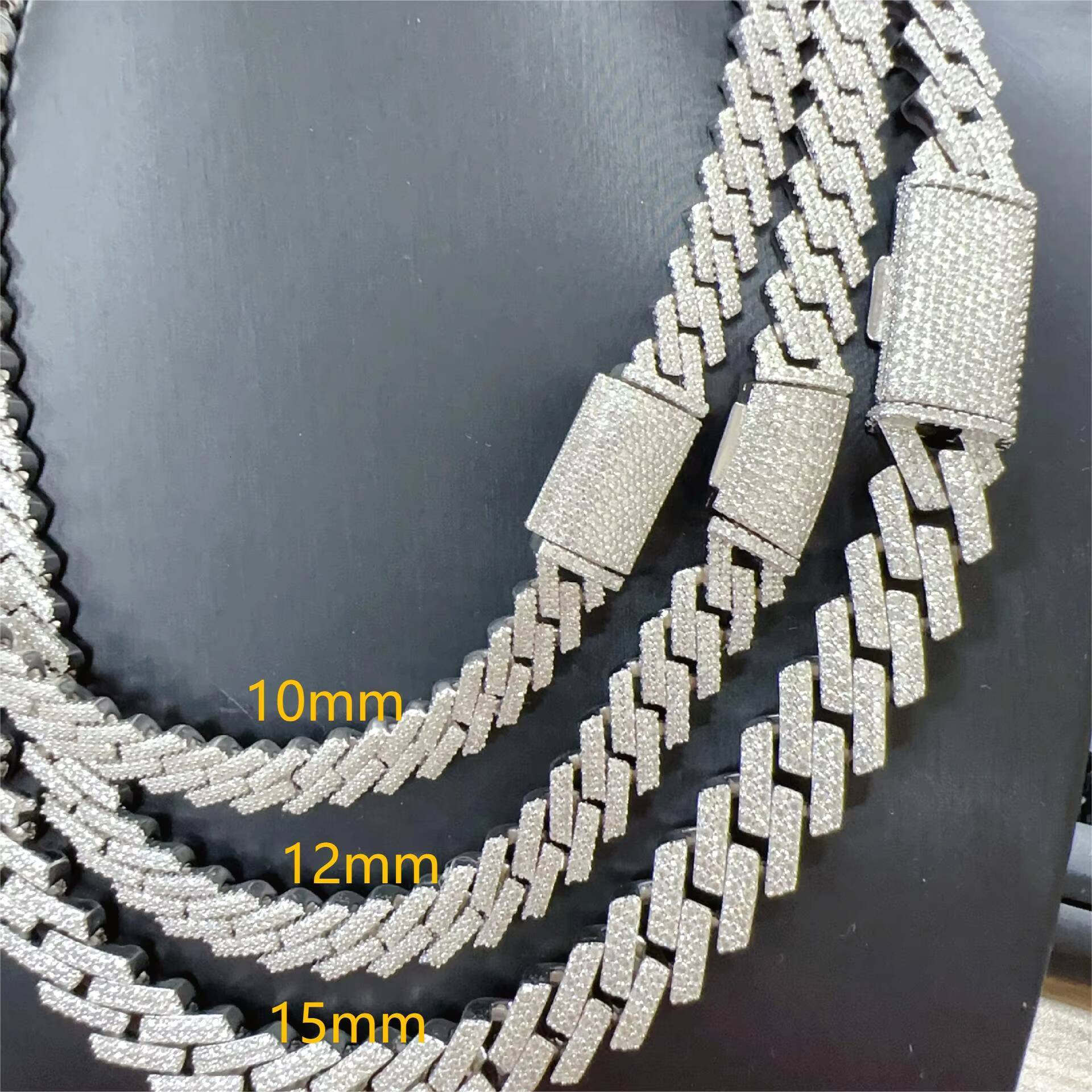 Passed Dia Tester Mossanite for Men 10mm 12mm 14mm Sier Hip Hop Iced Out Jewelry Moissanite Cuban Link Chain