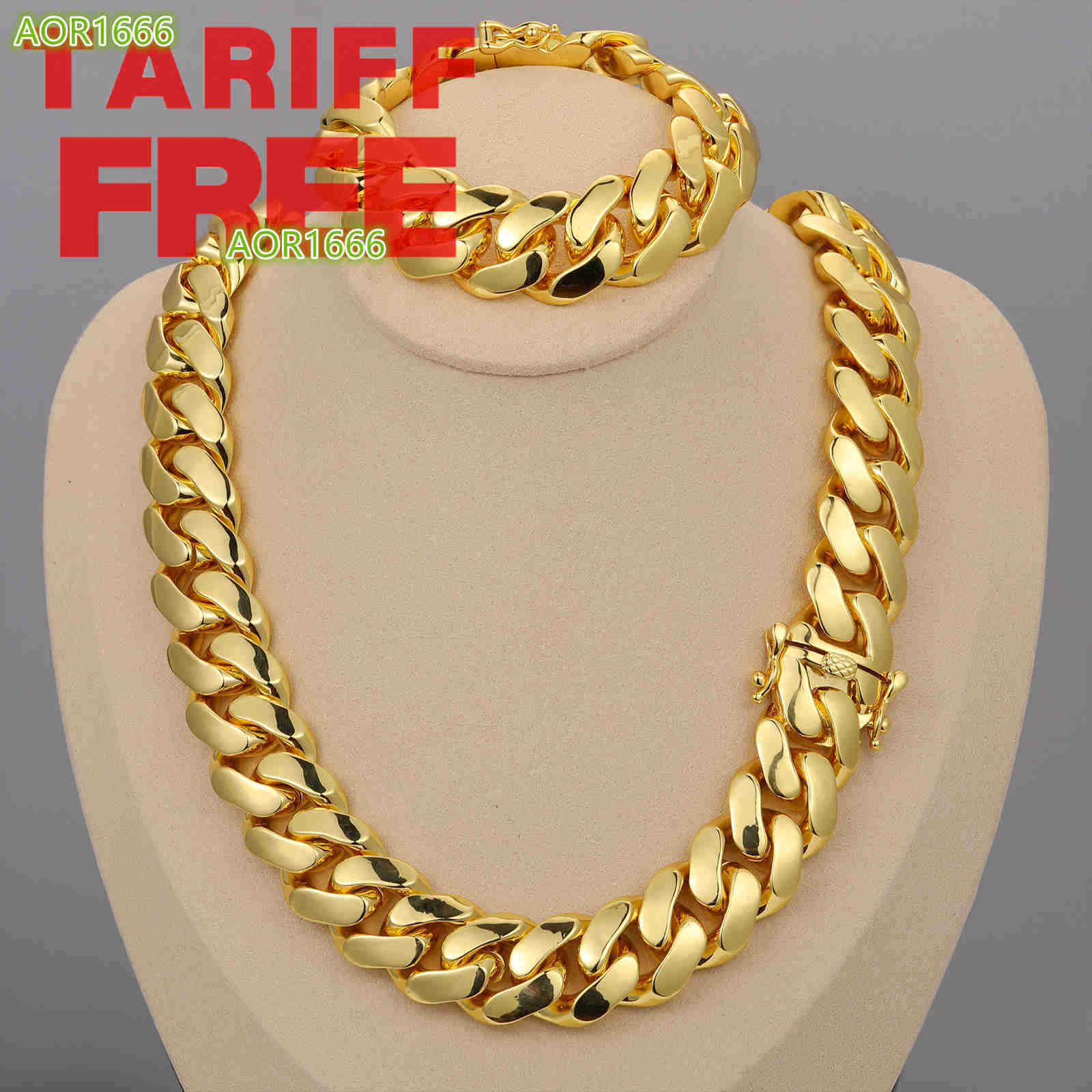 Cadenas Cubana Wholesale Hip Hop Jewelry Luxury 14K 18K 24K Gold Plated Choker Solid Miami Cuban Link Chain Necklace for Men