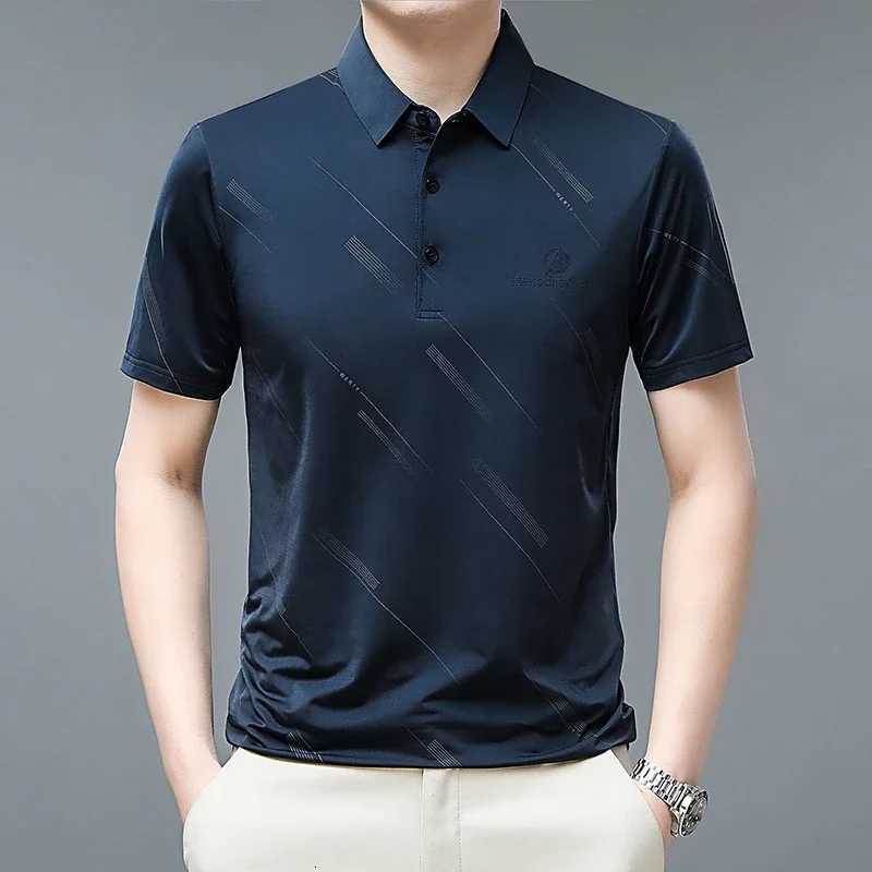 New Mens Business Casual Polo Short Sleeve Smooth and Wrinkle Resistant Comfortable Top XJ250804