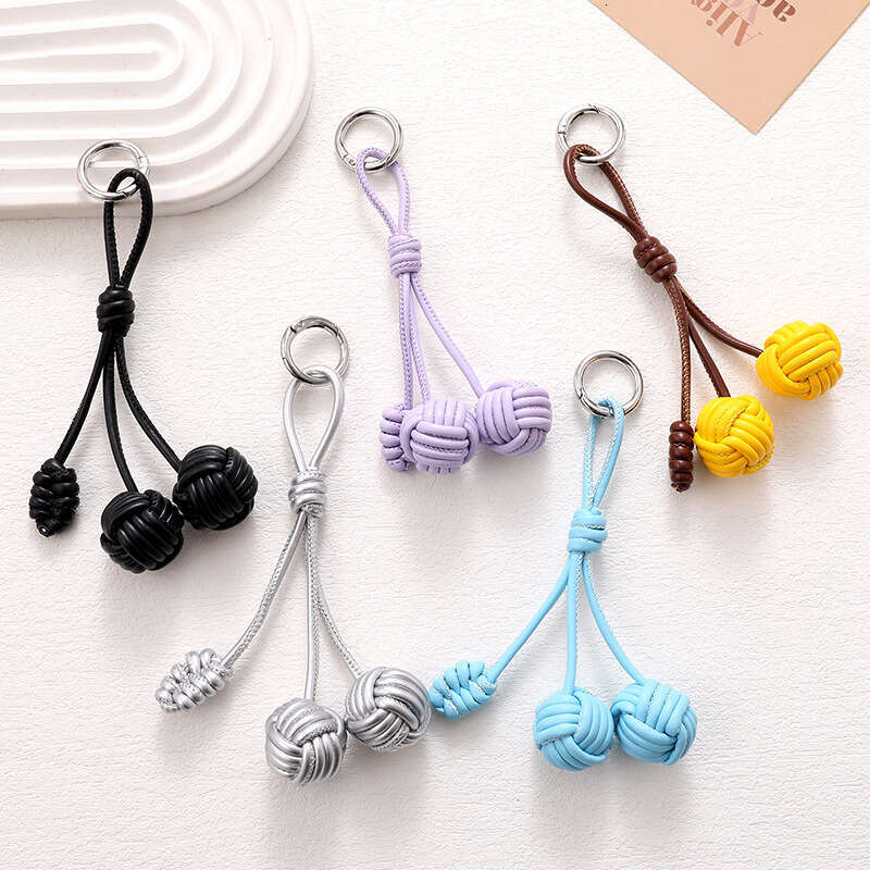 Bag charms New Two-tone Leather charm Rope Women Ball Sweet Versatile Bag Pendant Women's Phone Decoration
