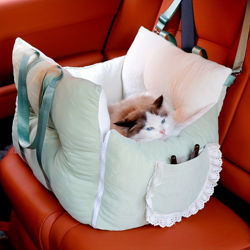 Cooling Ice Silk Car Pet Bed for Cats Small-Medium Dogs, Anti-Slip Fixed, Portable Stylish Easy-Clean Durable