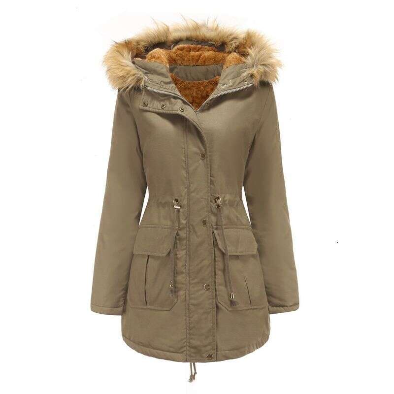 Warm Winter Jacket Women Women's Fur Collar Coats Jackets for Lady Long Slim Fleece Parka Hoodies Parkas