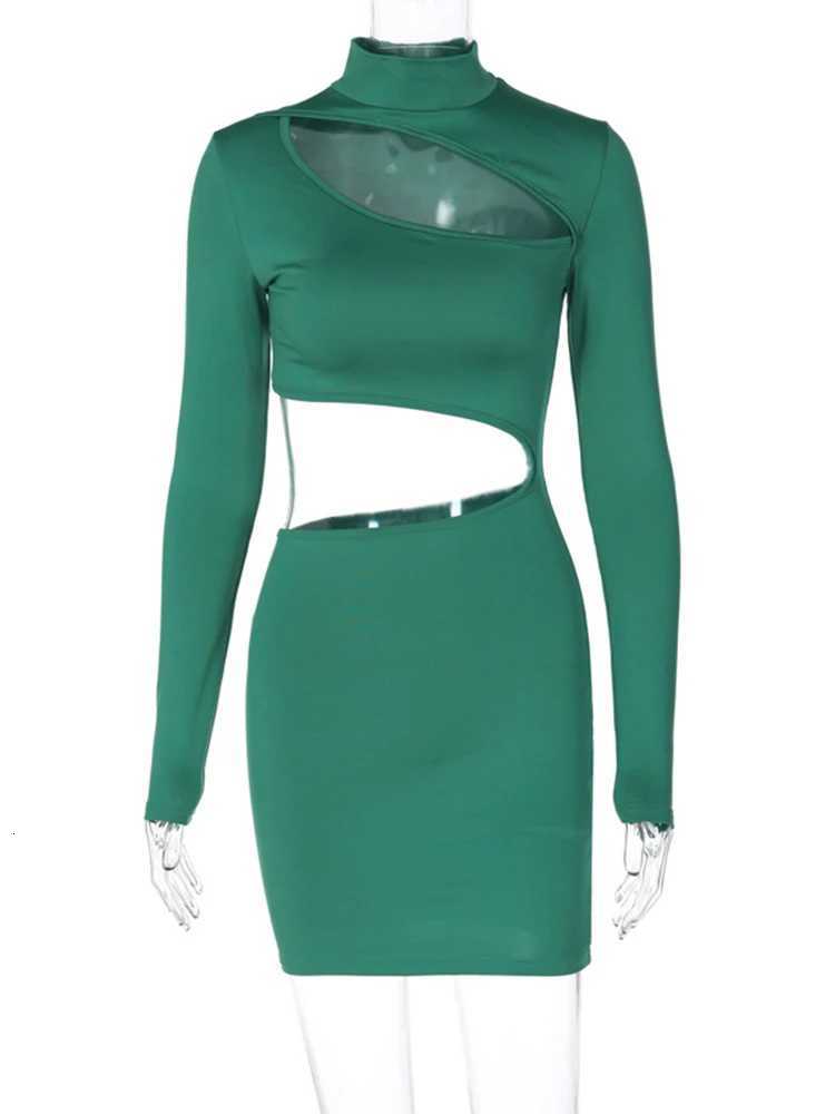 2024 Spring Summer Clothes Y2K Dulzura Solid Long Sleeve Cut Out Mini Dress For Women Bodycon Sexy Streetwear Party Club Outfits XJ250814