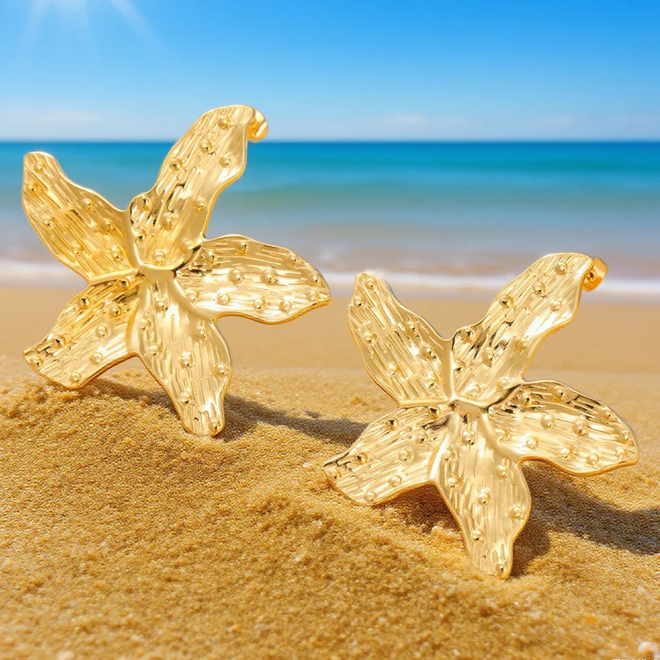 Cazador Exaggerate Big Starfish Earrings for Women Stainless Steel Gold Color Stud Earrings Trendy 2025 Jewelry Birthday Gifts 250812