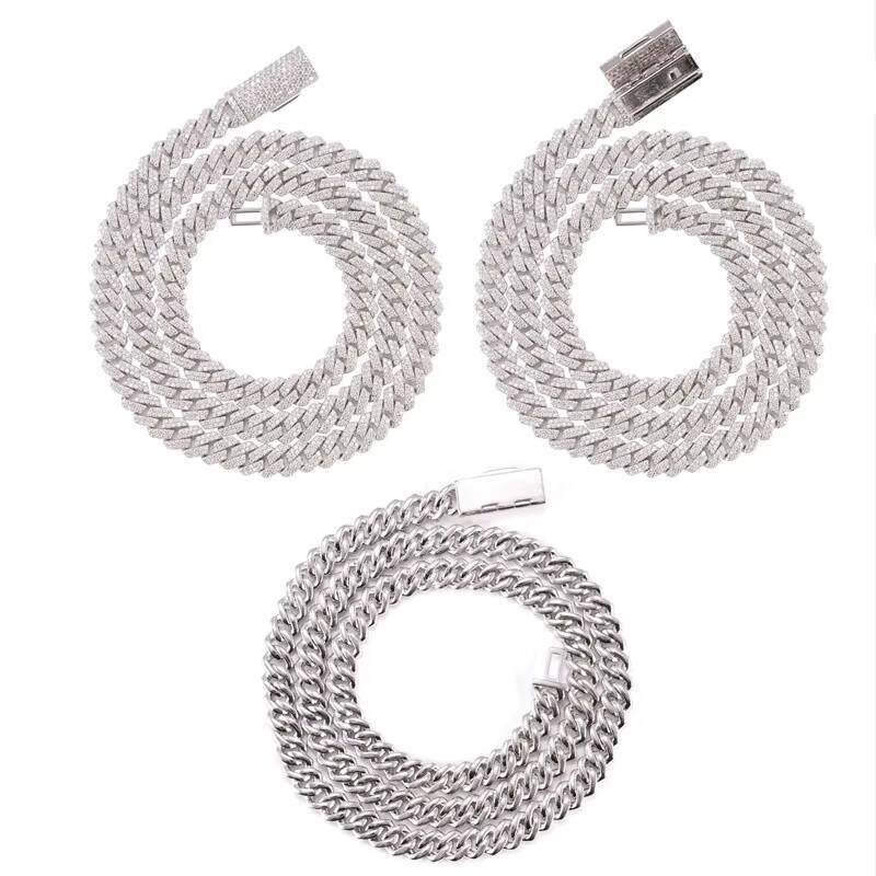 Wholesale 925 Sterling Silver Classic Cuban Necklace Stud Earrings VVS Moissanite Quality White Cut Vintage Style Party Gifts