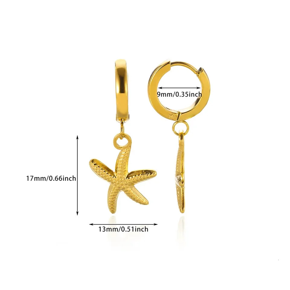 Boho Starfish Hoop Earrings For Women Stainless Steel Gold Color Ocean Star Earrings Summer Beach Jewelry Accessories Aretes 250812
