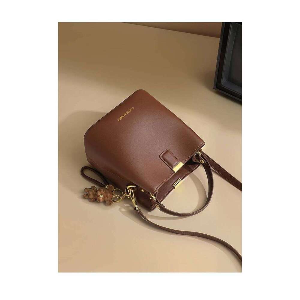 Viney New Women's Leather Crossbody Bucket Bag Hand-held Summer High-end Feeling Single Shoulder