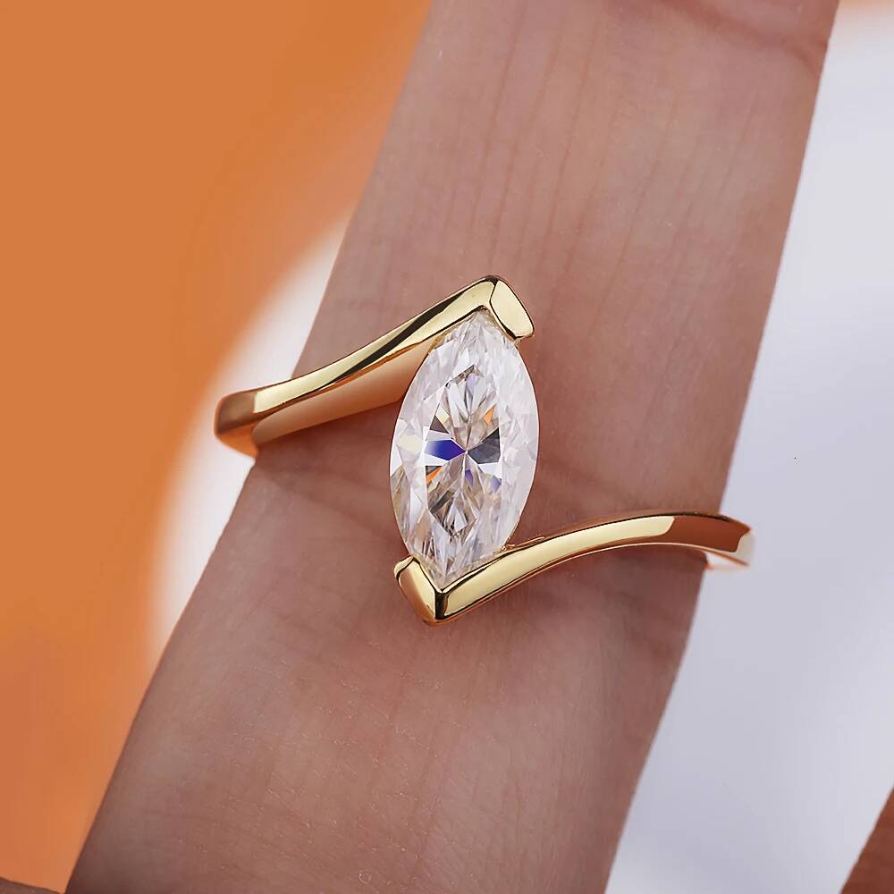 NKHOG 1CT Marquise Cut Moissanite Rings 925 Sterling Silver Wedding Diamond Band For Women Gift 18K Plated Jewelry GRA Certified