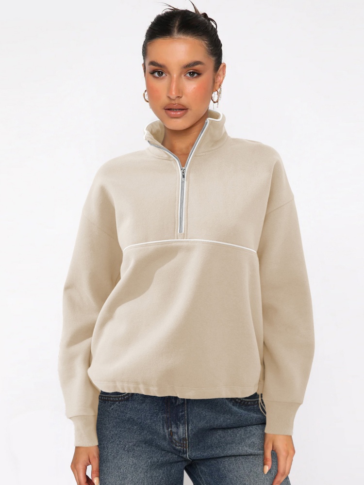 A&Hot Selling Half Zip Hoodie Women's Autumn Jumper Sportswear Color Blocking Long Sleeved Design Top