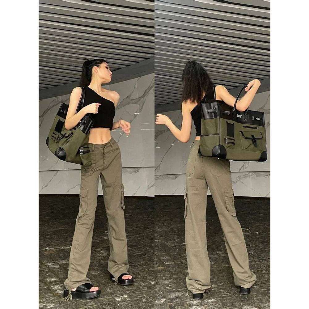 City Bag Trendy Men's Travel Large Capaci Motorcycle Workwear Crossbody Fi Handheld Tote Bag Platinum Canvas Youth Ba...