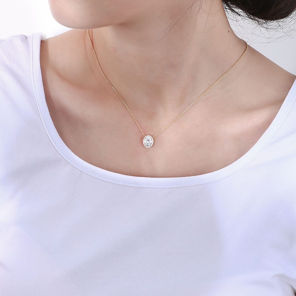 S Pure Sier Micro Inlaid Zircon Elegant Women's Necklace Versatile Full Dia Oval Geometric Collarbone Chain Jewelry Jewelry for Women