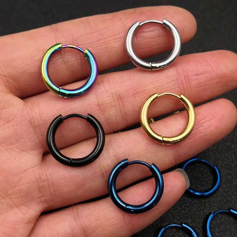 10pcs/lot Stainless Steel Hoop Earrings 2.5mm 2.0mm Thick for Men Women Blue Black Gold Colorful Round Circle Earring Wholesale XJ250814