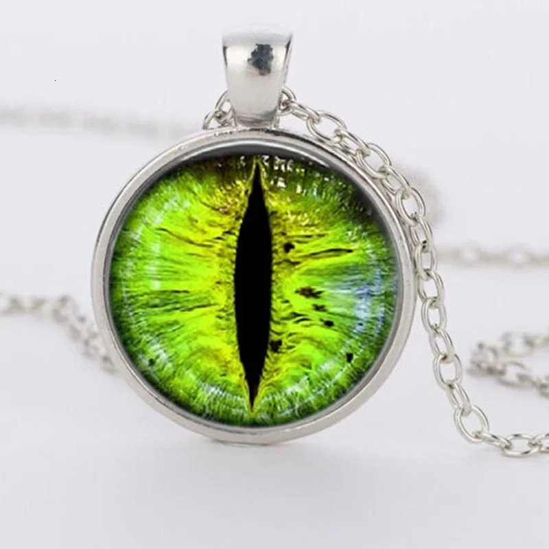 Vintage Red Cat Eye Necklace Dragon Eyes Po Glass Cabochon Pendant Necklace Men Jewelry 250812