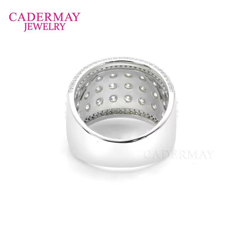 Cadermay Hip-Hop Jewelry Pass Dia Tester Custom Made Sterling Sier D VVS 3 Rows Half Eternity Moissanite Ring Band Men
