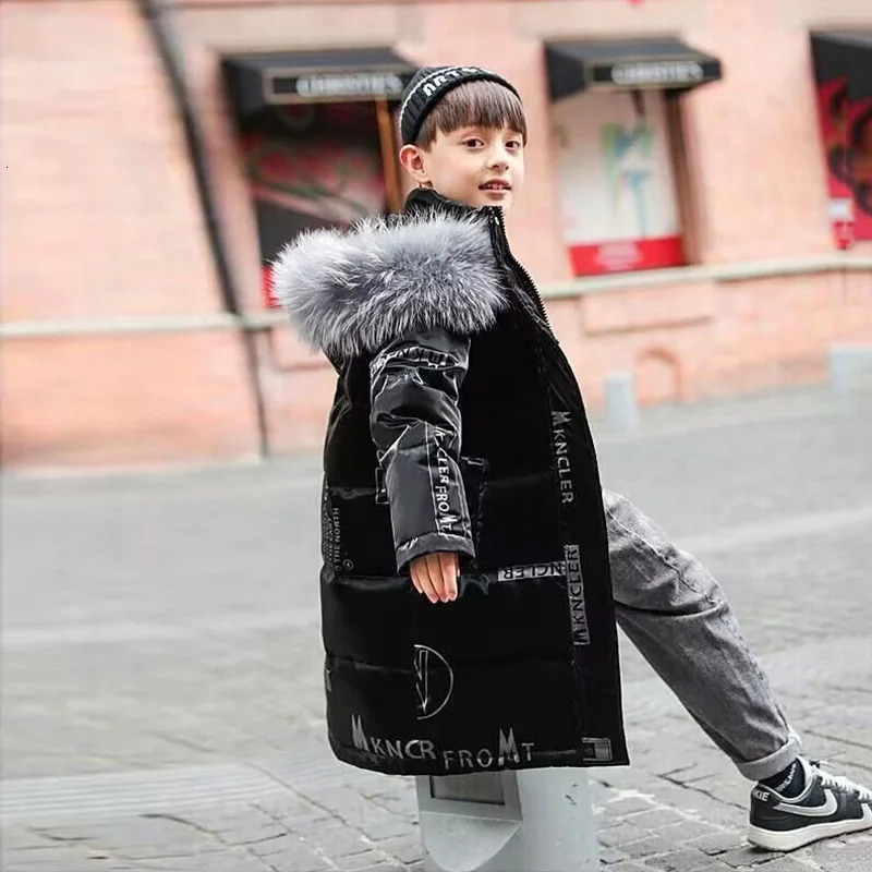 -30° Teenager Down Outerwear Kids Thicken Warm Jackets Children Winter Windbreaker Shiny Outerwear Boys Girls Snow Overcoat 250813