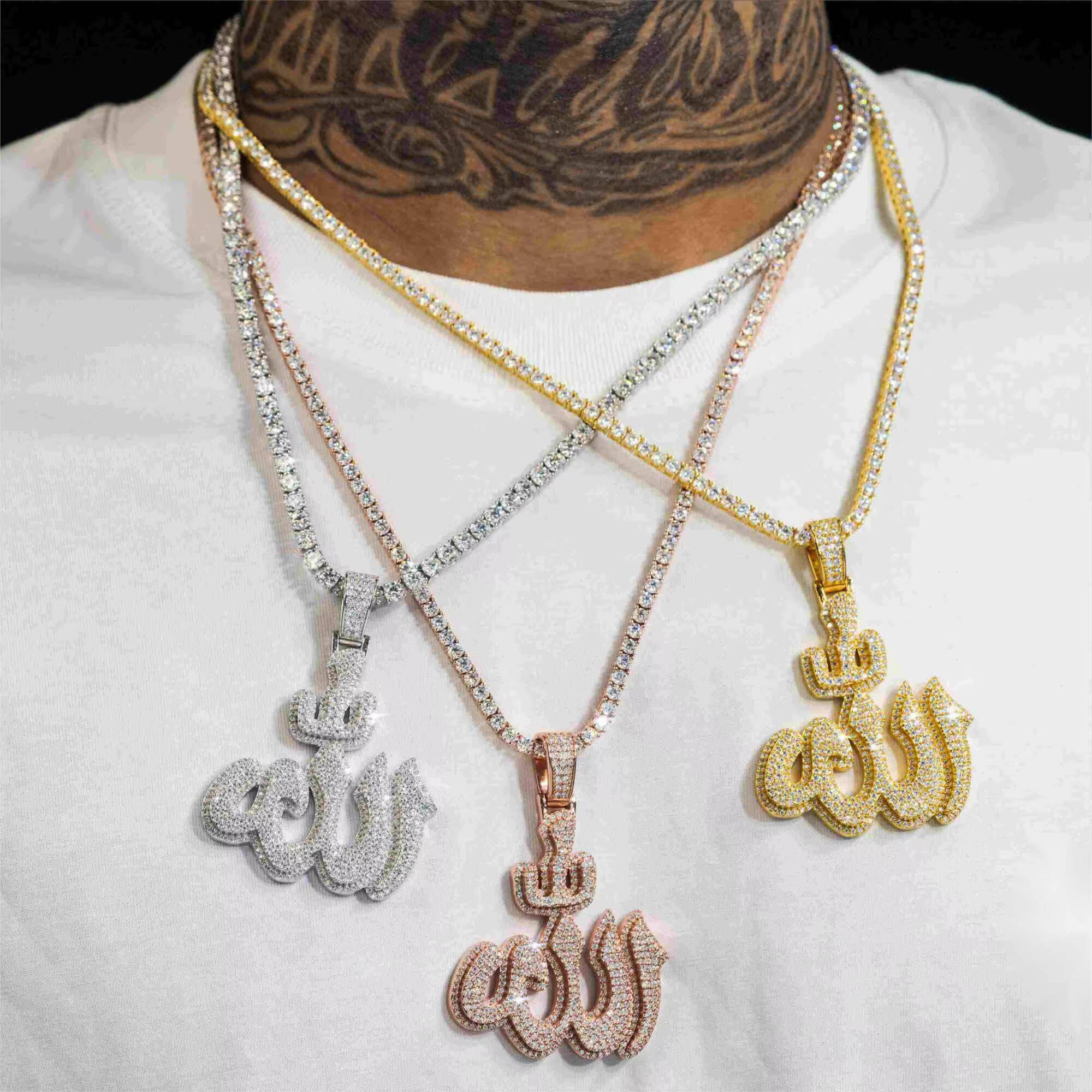 Custom Iced Out Pendant Moissanite Diamond 925 Sterling Silver VVS Moissanite Pendant Hip Hop Jewelry Men Necklace