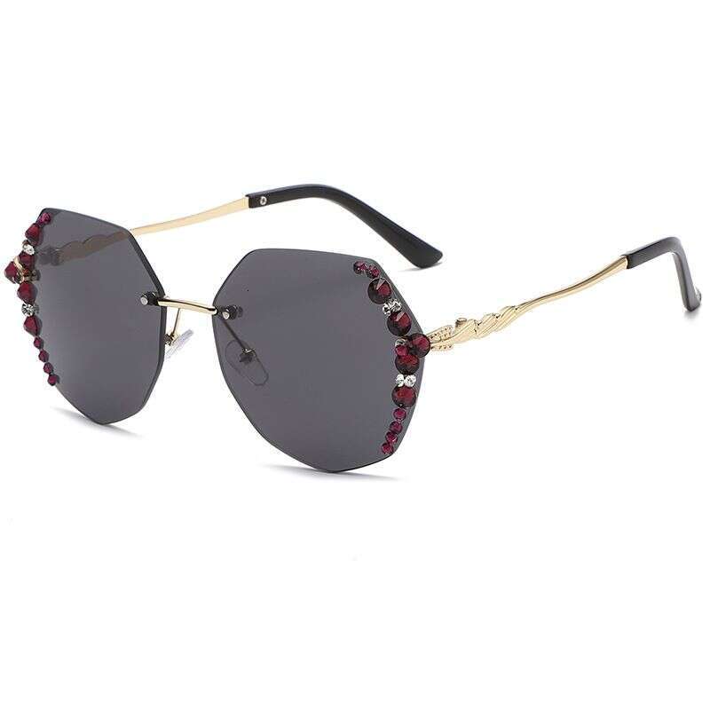 New women in South Korea, trendy frameless crystal cut edge for women, UV resistant dia studded sunglasses
