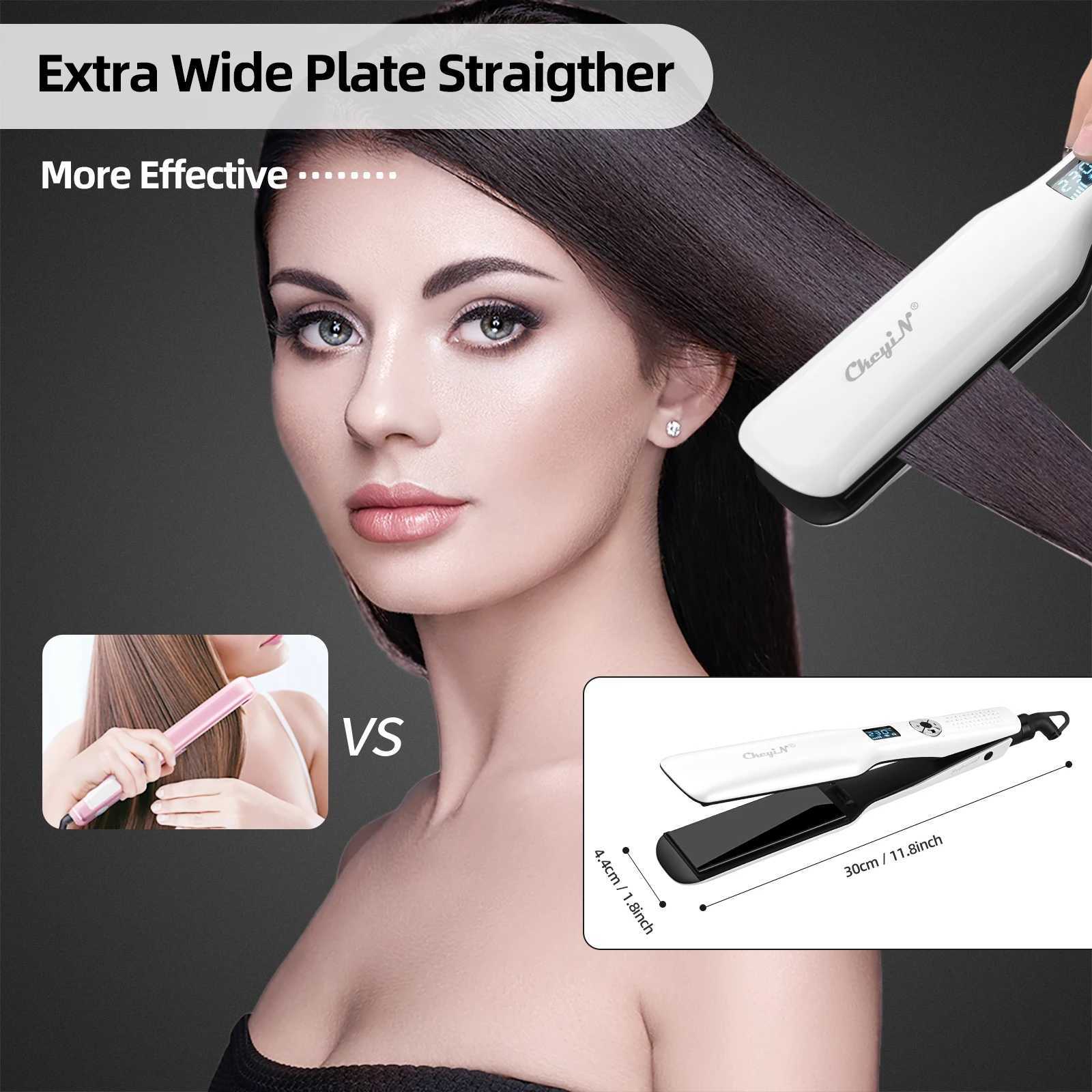 44mm Tourmaline Ceramic Hair Straightener with LCD Display Fast Heating Flat Iron Adjustable Temperature Straightening Iron W250814