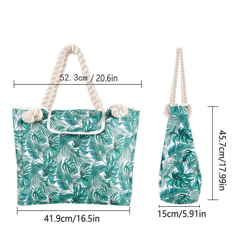 Striped And Printed Beach Vacation Travel Tote Waterproof Sandproof Pool Bag Multi-functional Utility Large Capacity Handbag