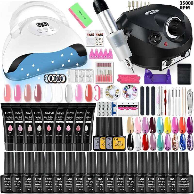 And Manicure Drill Gel Polish Set UV LED Lamp Dryer Finger Extend Mold Nails Nail Art Quick Extension Tool Kit