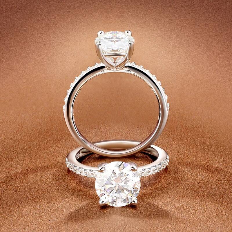 KNOBSPIN D VVS1 1-3ct Round Moissanite Ring 18K White Gold Plated s925 Sterling Silver with GRA Diamond Wedding Rings for Women